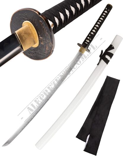 Katana EIN echter Hamon Schwert scharf echt zum Training Metall Stahl 1045 Samurai 100% handgefertigt Nur für Erwachsene - 18 Jahre erforderlich SW-9254