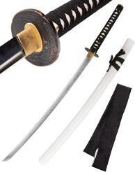 Katana EIN echter Hamon Schwert scharf echt zum Training Metall Stahl 1045 Samurai 100% handgefertigt Nur für Erwachsene - 18 Jahre erforderlich SW-9254