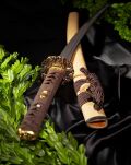 Katana Damast Plus-Wartungskit Plus Schwertständer und Truhe Schwert scharf echt zum Training Metall Damast Stahl 1045 Samurai 100% handgefertigt Nur für Erwachsene - 18 Jahre erforderlich DS076 - 5