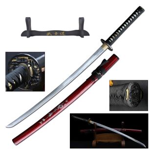 Katana Schwert scharf echt zum Training Metall Stahl 1045 Samurai 100% handgefertigt Nur für Erwachsene - 18 Jahre erforderlich 6KM18-410RD