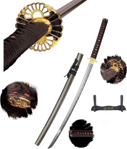 Einmalig Katana Schwert Scharf Echt Zum Training Metall Stahl 1045 Samurai 100% Handarbeit nur für Erwachsene - 18 Jahre erforderlich DS077