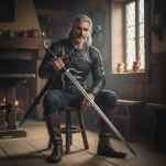 Duży miecz Geralta z pochwą i pasem 126 cm inspirowany Wiedźmin the Witcher dekoracyjny 9322 - 9