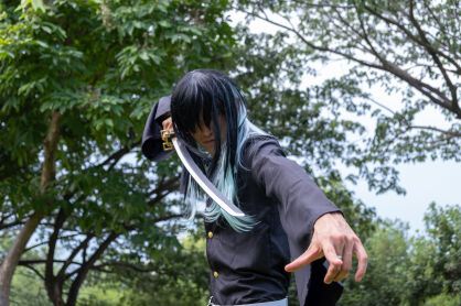 Miecz Wakizashi Krótka Katana Demon Slayer Tokitou Muichirou's Drewniany 77cm plus Stojak i Pas JT10655-W