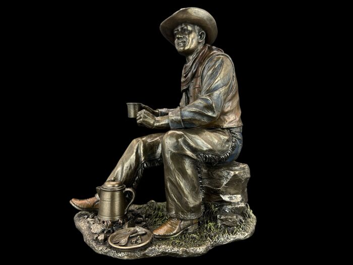 Bronze Cowboy Kaffeepause Skulptur (WU76730A4)
