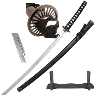 MIECZ KATANA PRAWDZIWY MIECZ SAMURAJSKI WYKONANY ZE STALI Z POCHWĄ + stojak SW-68B