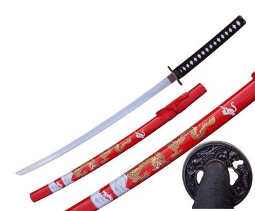 Katana Great Dragon Sword Echtes Metall nicht scharfes Samurai-Schwert aus Stahl mit Scheide zur Dekoration für einen Sammler oder als Geschenk 4KM100-405RD