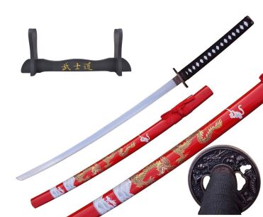 Katana Great Dragon Sword Echtes Metall nicht scharfes Samurai-Schwert aus Stahl mit Scheide zur Dekoration für einen Sammler oder als Geschenk 4KM100-405RD