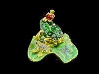 ŻABA NA LIŚCIU SZKATUŁKA styl Faberge P23090C - 3
