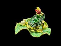 ŻABA NA LIŚCIU SZKATUŁKA styl Faberge P23090C - 4