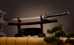 Katana Schwert Samurai Deko - Sword Samurai Schwert aus Stahl mit Scheide Thema Drachen - Samurai Schwerter Ninja Schwert - Handhaben Katana Holz 4KM108-410