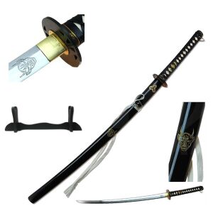 Katana Inspiriert von Kill Bill Schwert scharf echt zum Training Metall Dazu der Ständer Stahl 1060 Samurai 100% Handarbeit nur für Erwachsene - 18 Jahre erforderlich 5KM11-415B