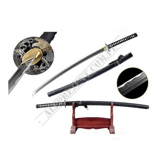 Katana Damast Schwert scharf echt zum Training Metall Damast Stahl 1045 Samurai 100% handgefertigt Nur für Erwachsene - 18 Jahre erforderlich SW-9262